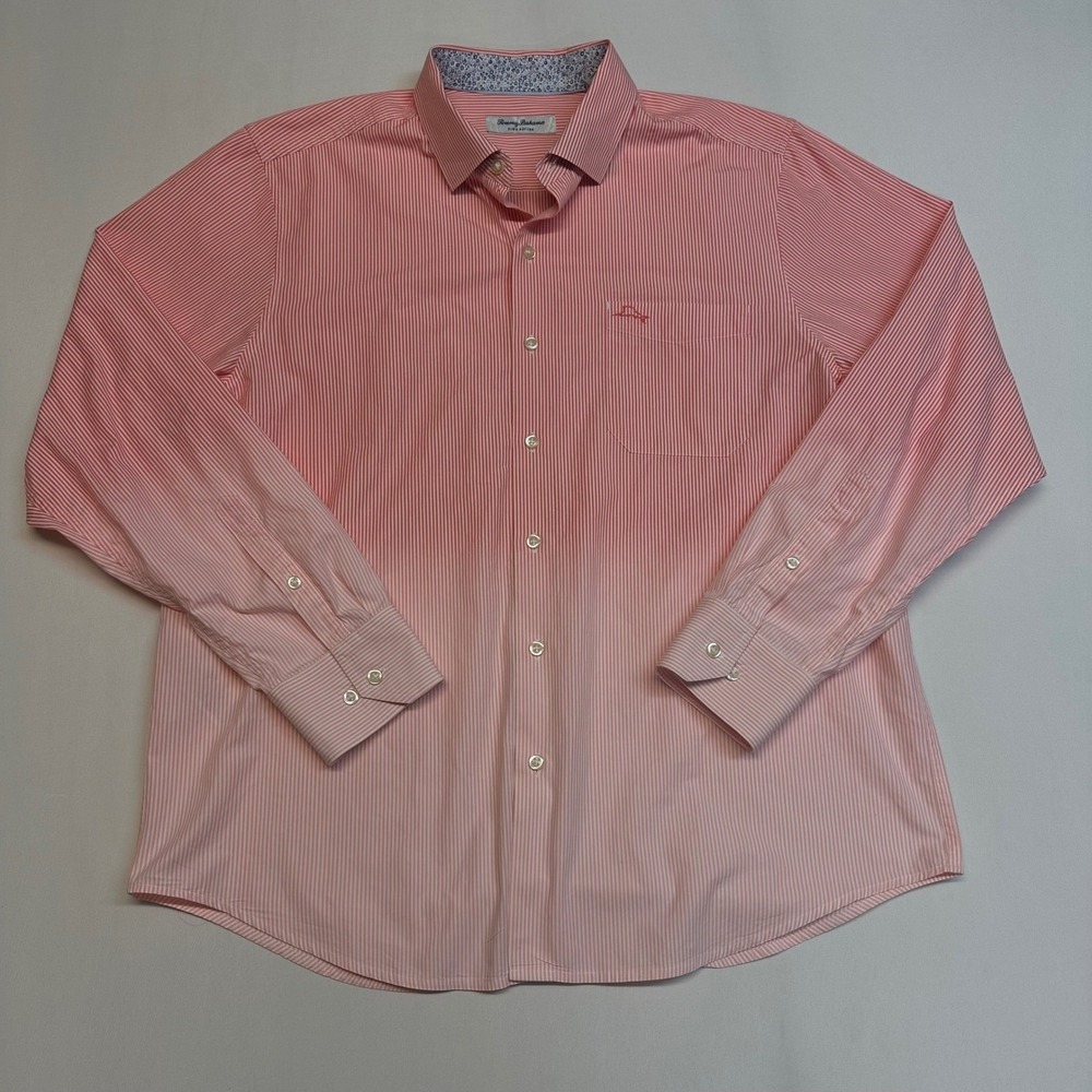Tommy Bahama Men's Coral Large Pima Cotton Long Sleeve Gradient Button Up Shirt